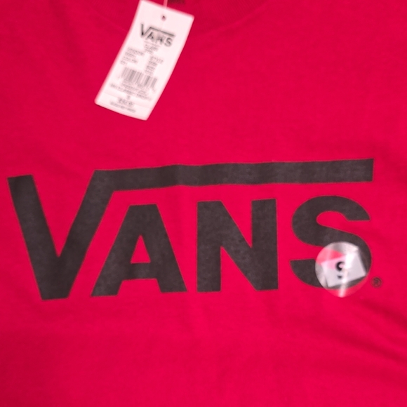 Vans Short-Sleeve Logo Tee in Red (New) and Tan - Picture 3 of 4